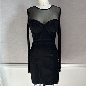 Elegant Black Mesh Panel Dress